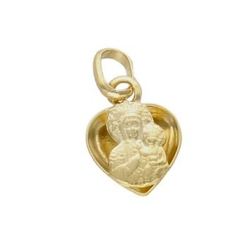 Złota zawieszka medalik serce 585 Matka Boska Częstochowska ZA 433C 585. Piękny medalik o bogatej symbolice religijnej w kształcie serca. Religijną biżuterię wykonano z żółtego złota próby 585, kruszcu od wielu setek lat symbolizującego doskona (1).jpg